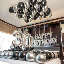 Metallic Black Birthday Decoration Combo
